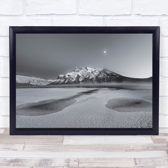 Landscape Moon Black & White Desert Cold Snow Frost Frozen Mountain Print