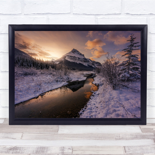 Landscape Tangle Peak Alberta Canada Sunrise Snow River Cold Winter Print