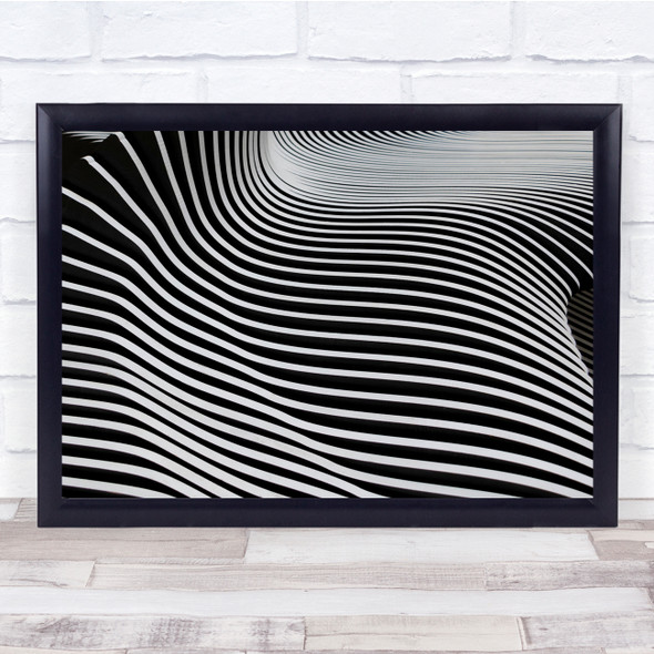 Abstract Zebra Stripes Lines Geometry Shapes Black & White Wall Art Print