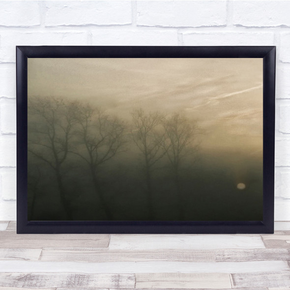 Belgium Polderland Fall Autumn Sunrise Fog Landscape Trees Wall Art Print