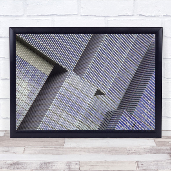 Blue Diagonal Tetris Shapes Geometry Architecture Abstract Wall Art Print