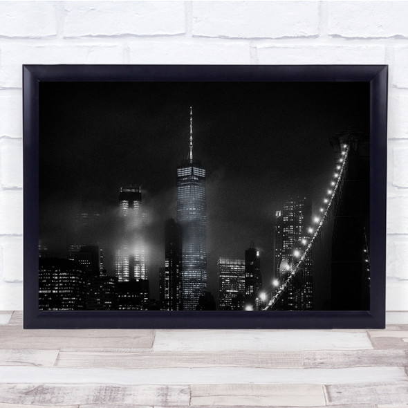 Cityscape Night Brooklyn City New York Bridge Empire State Wall Art Print