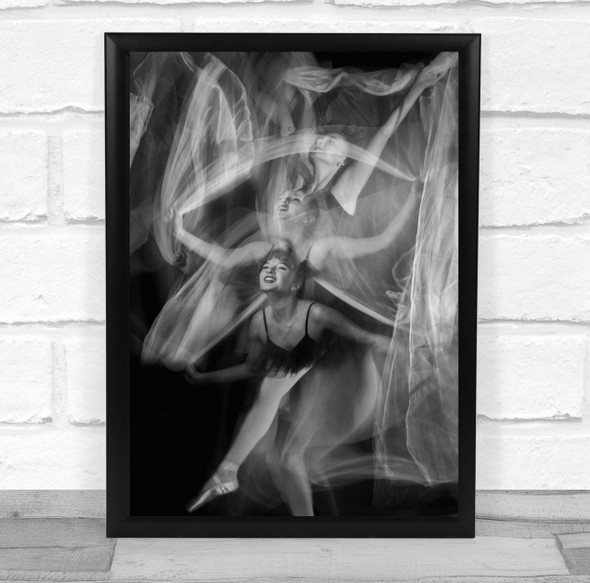 Dance Dancing Performance black and white Ballerina Double Wall Art Print