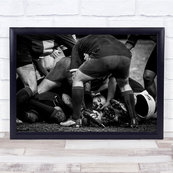 Expression Face Pile Heap Sport Sports Action Rugby Tackle Wall Art Print