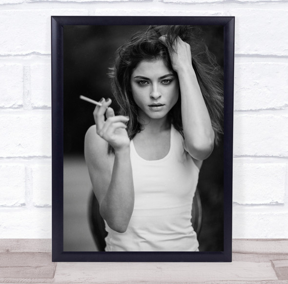 Girl Model Woman Black And White Attitude Cigarette Smoker Wall Art Print