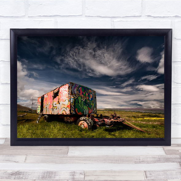 Graffiti Truck Abandoned Forgotten Landscape Iceland Decay Wall Art Print