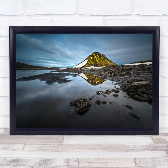 Hill Top Peak Lake Water Rock Rocks Stone Clear Reflection Wall Art Print