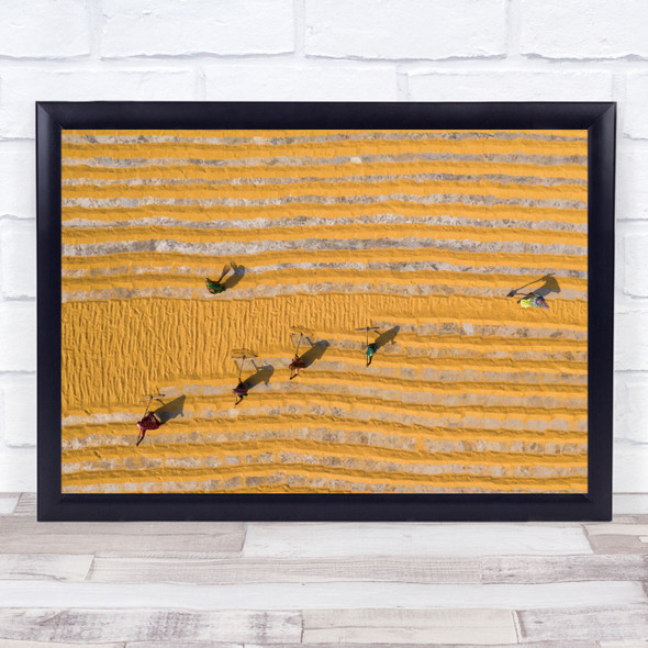 Landscape Rice Drying Bangladesh Farmers Sunshine Patterns Wall Art Print