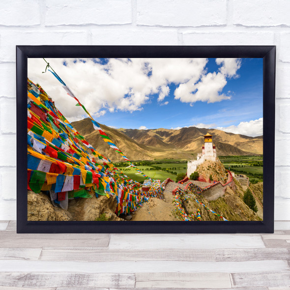 Landscape Tibet China Palace Flags Ridge Flag Yungbulakang Wall Art Print