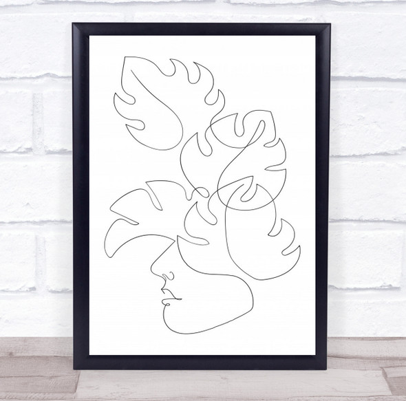 Leaves Monstera Line Art Illustration Leaf Lines Monsteras Wall Art Print