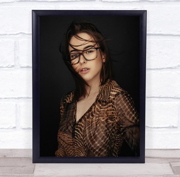 Model Glasses Face Brown Portrait Girl Woman Project Faces Wall Art Print