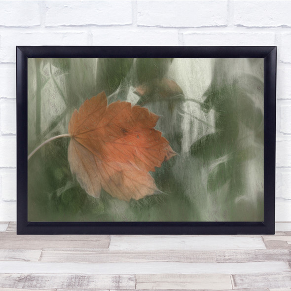 Red Moody Artistic Nature Charming Leaf Autumn Green Brown Wall Art Print