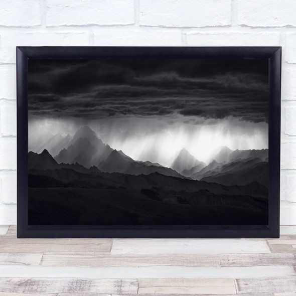 Storm Grassland Mountain Cloud Rain Baw Nature See Through Wall Art Print