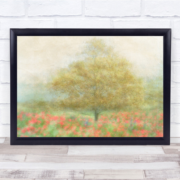 Summer Soft Texture Blur Blurry tree Flowers Meadow Lonely Wall Art Print