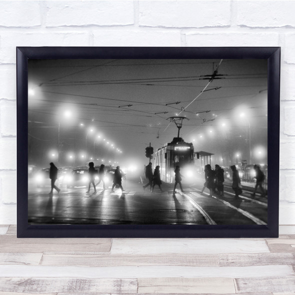 Tram Train Transportation Atmosphere People Figures Tracks Wall Art Print