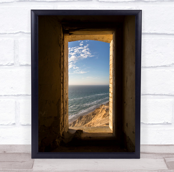 Window Denmark West Coast Jutland Jylland Beach Clouds Sea Wall Art Print