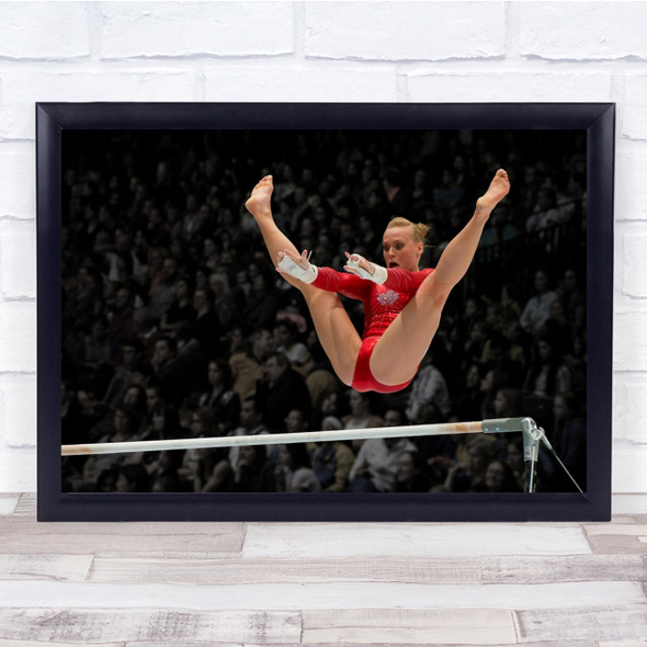 Action Gymnast Gymnastics Red Audience Expression Stretch Wall Art Print