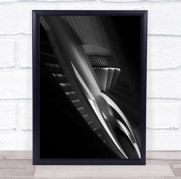 Architecture Abstract Stairs Black White Staircase Portal Wall Art Print