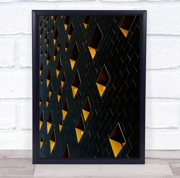 Architecture Facade Wall Building Yellow Windows Abstract Wall Art Print