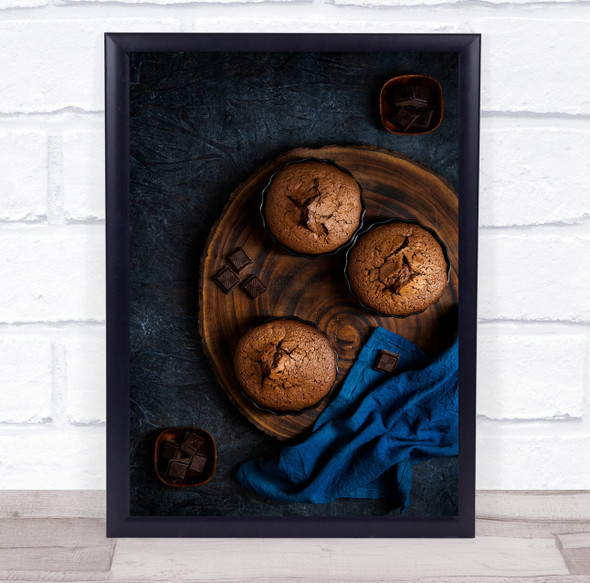 Bake Bakery Blue Brown Cake Chocolate Cocoa Crust Cuisine Wall Art Print