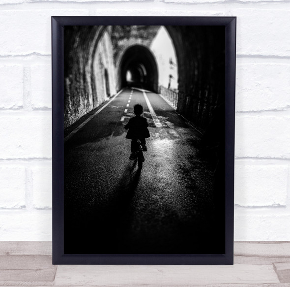 Bike Kid Child Boy Tunnel Road Way Transportation Vehicle Wall Art Print