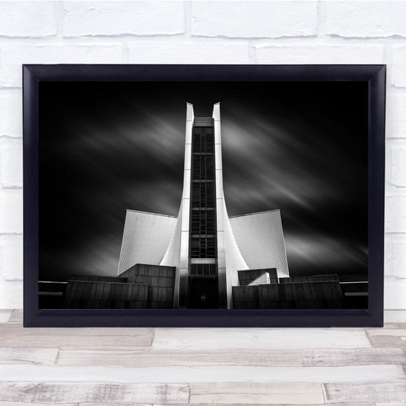 Black & White Building Moody Church Religious White Skies Wall Art Print