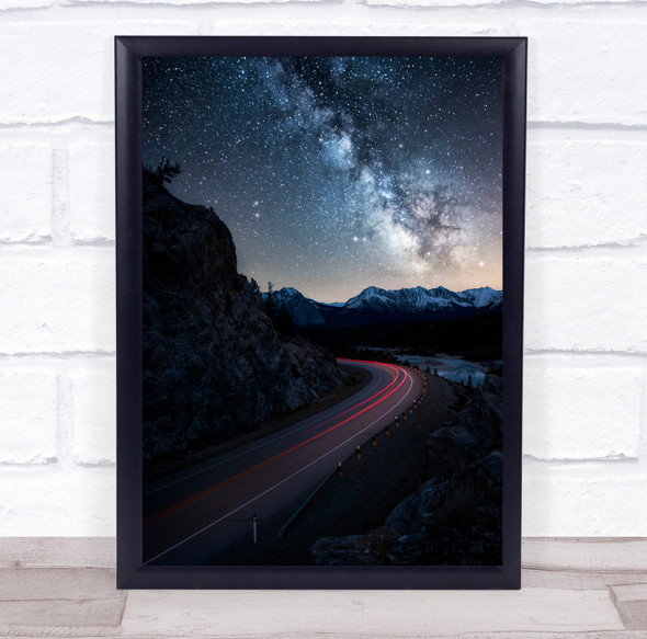 Canada Curve Road Night Milky Way Starry Sky Light Trails Wall Art Print