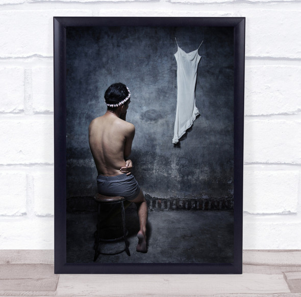 Conceptual Portrait Backside Tiara Dress Hanging Feminine Wall Art Print