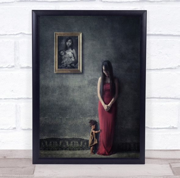 Conceptual Woman Doll Wall Frame Photo Child purple dress Wall Art Print