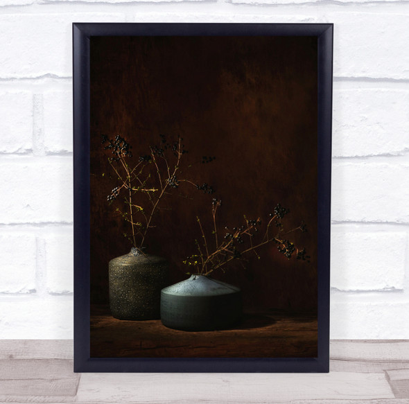 Dark Zen Ikebana Pottery Pot Pots Asia Still Life Low Key Wall Art Print