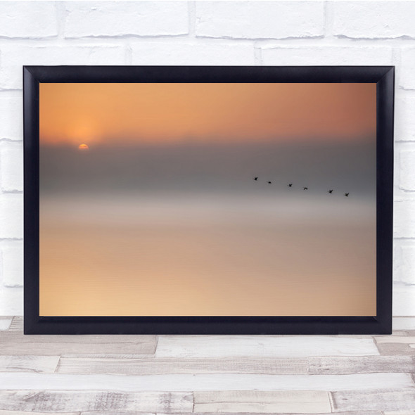 Lake Germany Swans Flying In Line Heaven Dream Sky Sunset Wall Art Print