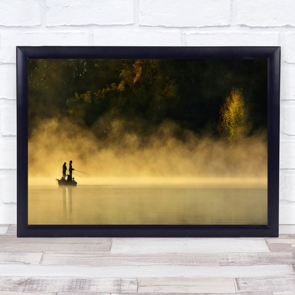 Morning Mist Marsh Lake Panorama Panoramic Foggy Fog Dawn Wall Art Print