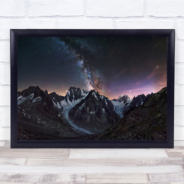 Panorama Night Milky Way Galaxy Sky Stars Starry Mountain Wall Art Print