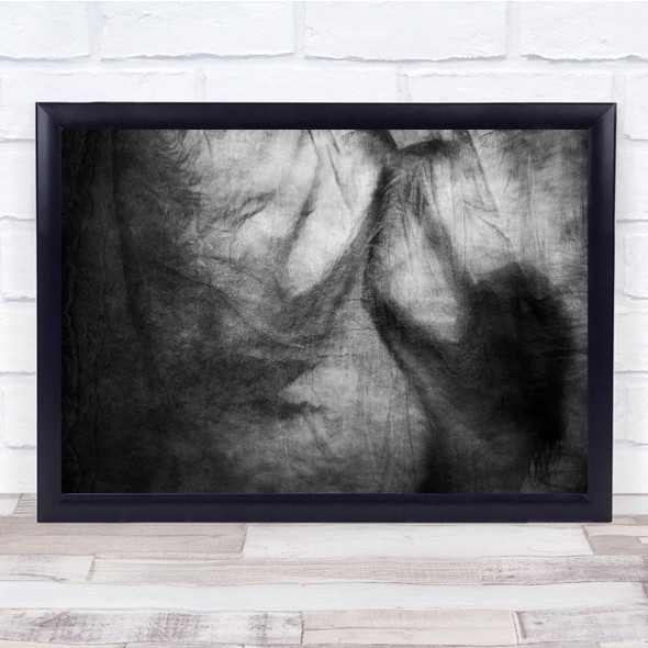 Shadow Abstract Woman Texture Sketch Black & White Fabric Wall Art Print