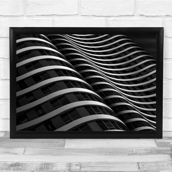 Waves Black & White Architecture Abstract Geometry Shapes Wall Art Print