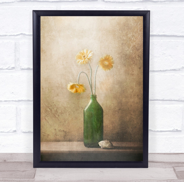 Yellow Flower Flowers Flora Floral Bottle Still Life Vase Wall Art Print