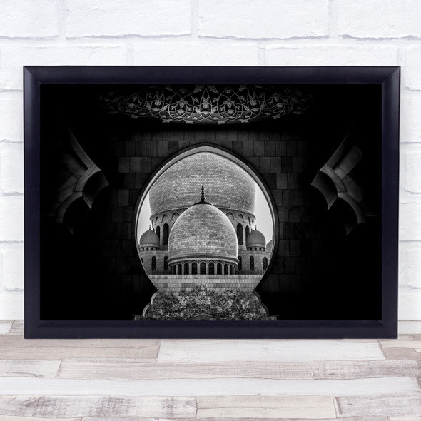 Architecture Monochrome Building Abu Dhabi Mosque Framed Wall Art Print