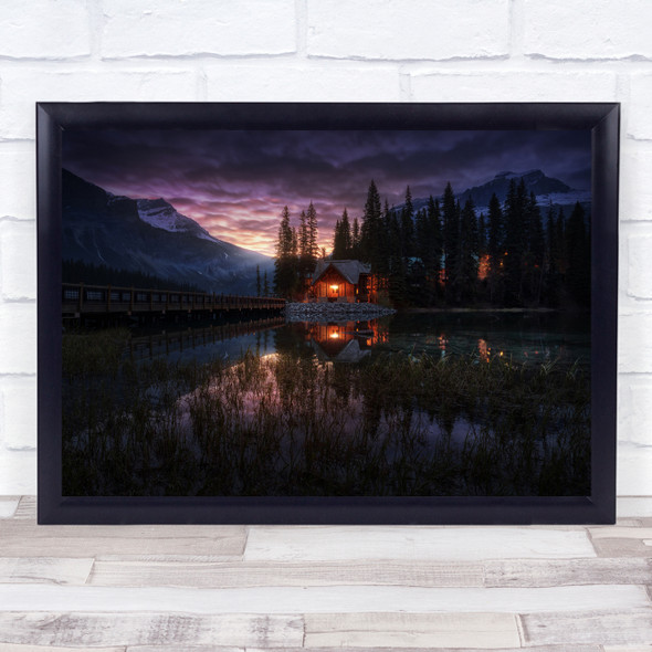 Canada Night Sunset Sunrise Rocky Mountains Emerald Lake Wall Art Print