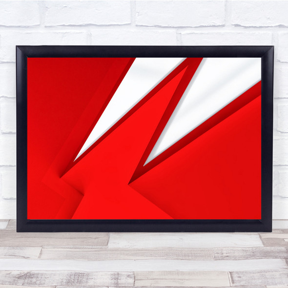 Celling Light Red Geometry Shapes Modern White Triangles Wall Art Print