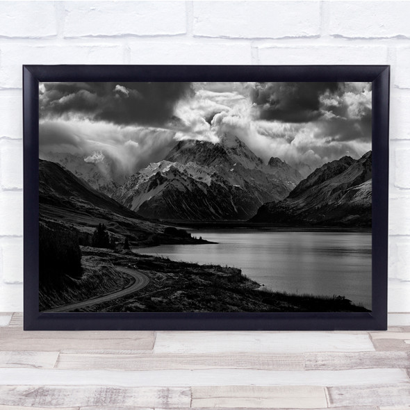 Cloud Landscape New Zealand Mount Cook Mt Water Mountain Wall Art Print