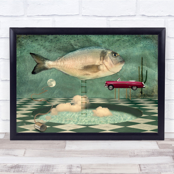 Creative Edit Surreal Surrealism Car Classic Fish Ladder Wall Art Print