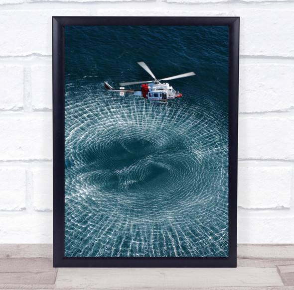 Helicopter Hovering Sea Wave Coast Training Flight Guard Wall Art Print