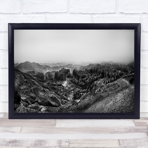 Jordan Rocks Desert Black & White Sky Panorama Landscape Wall Art Print