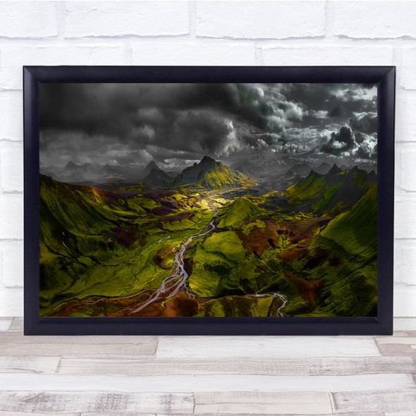 landscape Mountain Cloud Valley River Highland Panoramic Wall Art Print