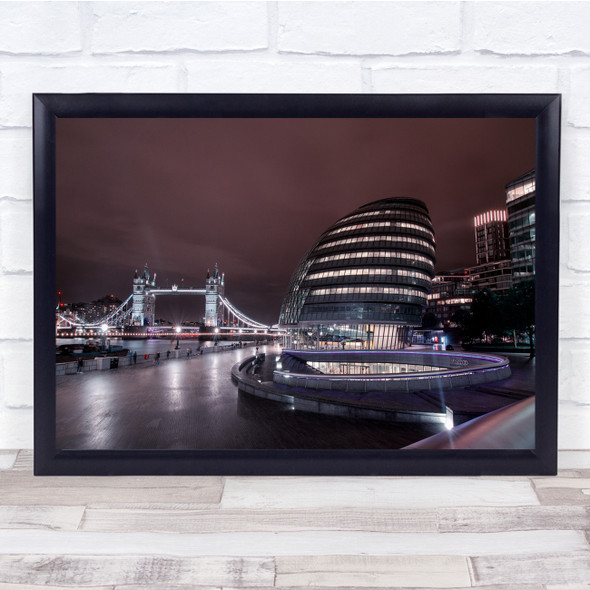 London Nightlife Tower Bridge Building City Streetlights Wall Art Print