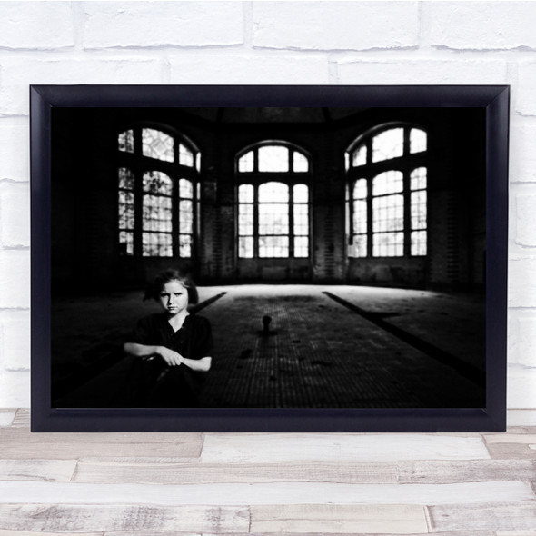 Mood Girl People Church Windows Light Shadow Black White Wall Art Print