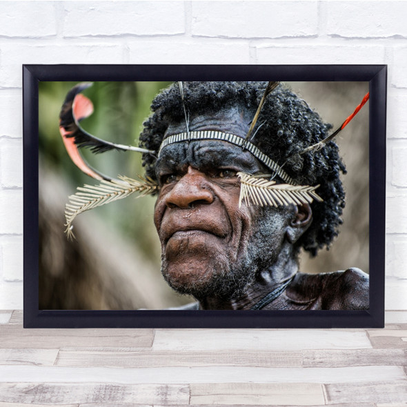 Old Man Warrior Dani Tribe Papua Wamena Jiwica Indonesia Wall Art Print