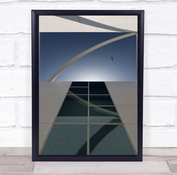 Reflections Building Bird Sky Shadow Facade Architecture Wall Art Print