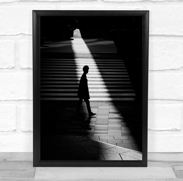 Street Black And White Walk Walking Pedestrian Crosswalk Wall Art Print