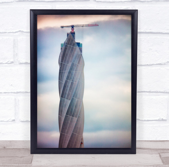 Tower Crane Coil Spiral Helix Cloudy Clouds Architecture Wall Art Print